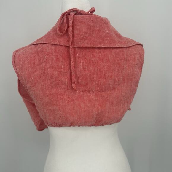 Matthew Bruch Linen Vest Womens 3 Medium Triangle Bikini Top Red Melange Linen - Picture 4 of 15